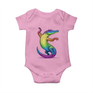 Funny Rainbow Gator LGBTQ Pride Support Baby Onesie TS12 Light Pink Print Your Wear