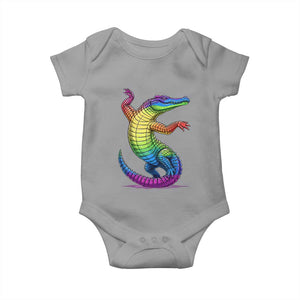Funny Rainbow Gator LGBTQ Pride Support Baby Onesie TS12 Sport Gray Print Your Wear