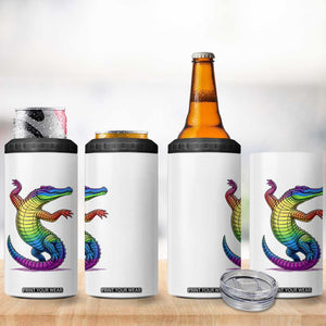 Funny Rainbow Gator LGBTQ Pride Support 4 in 1 Can Cooler Tumbler