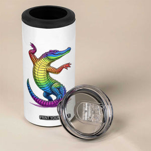 Funny Rainbow Gator LGBTQ Pride Support 4 in 1 Can Cooler Tumbler