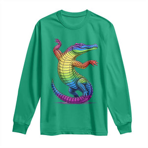 Funny Rainbow Gator LGBTQ Pride Support Long Sleeve Shirt TS12 Irish Green Print Your Wear