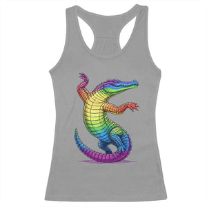 Funny Rainbow Gator LGBTQ Pride Support Racerback Tank Top TS12 Sport Gray Print Your Wear