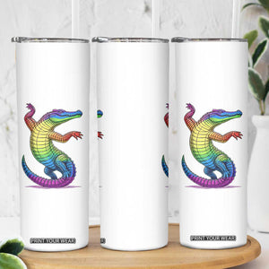 Funny Rainbow Gator LGBTQ Pride Support Skinny Tumbler TS12 Print Your Wear