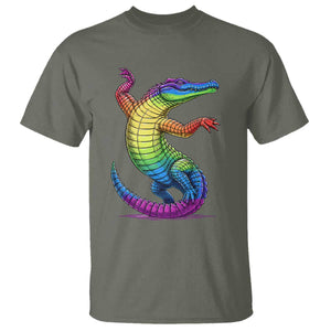 Funny Rainbow Gator LGBTQ Pride Support T Shirt TS12 Military Green Print Your Wear
