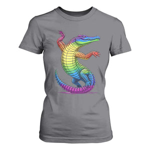 Funny Rainbow Gator LGBTQ Pride Support T Shirt For Women