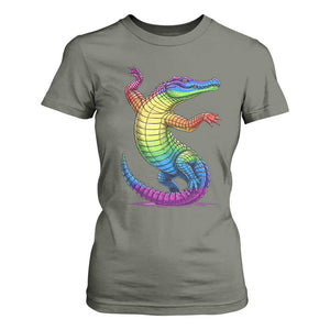Funny Rainbow Gator LGBTQ Pride Support T Shirt For Women