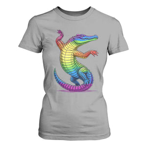 Funny Rainbow Gator LGBTQ Pride Support T Shirt For Women