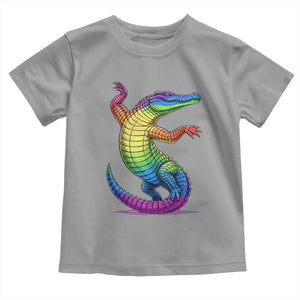 Funny Rainbow Gator LGBTQ Pride Support Toddler T Shirt TS12 Sport Gray Print Your Wear