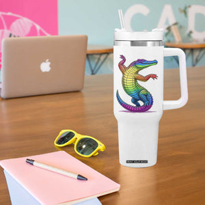 Funny Rainbow Gator LGBTQ Pride Support Tumbler With Handle TS12 Print Your Wear