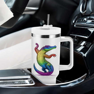 Funny Rainbow Gator LGBTQ Pride Support Tumbler With Handle TS12 Print Your Wear