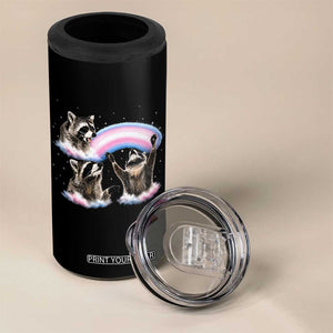 Howling Raccoon LGBTQ Pride 4 in 1 Can Cooler Tumbler Rainbow Trash Panda Support TS12 Print Your Wear