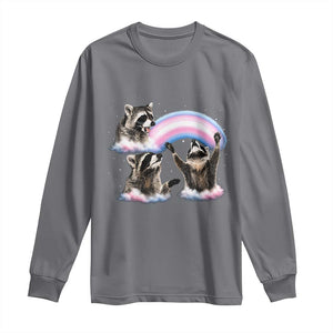 Howling Raccoon LGBTQ Pride Long Sleeve Shirt Rainbow Trash Panda Support
