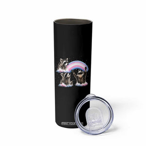 Howling Raccoon LGBTQ Pride Skinny Tumbler Rainbow Trash Panda Support TS12 Print Your Wear