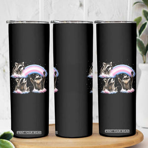 Howling Raccoon LGBTQ Pride Skinny Tumbler Rainbow Trash Panda Support TS12 Print Your Wear