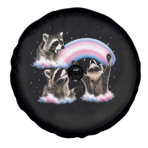 Howling Raccoon LGBTQ Pride Spare Tire Cover Rainbow Trash Panda Support