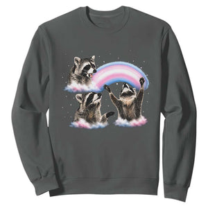 Howling Raccoon LGBTQ Pride Sweatshirt Rainbow Trash Panda Support TS12 Dark Heather Print Your Wear