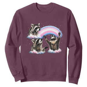 Howling Raccoon LGBTQ Pride Sweatshirt Rainbow Trash Panda Support TS12 Maroon Print Your Wear