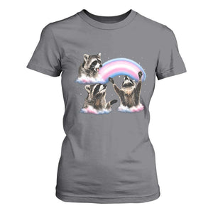 Howling Raccoon LGBTQ Pride T Shirt For Women Rainbow Trash Panda Support TS12 Charcoal Print Your Wear