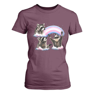 Howling Raccoon LGBTQ Pride T Shirt For Women Rainbow Trash Panda Support TS12 Maroon Print Your Wear