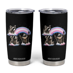 Howling Raccoon LGBTQ Pride Tumbler Cup Rainbow Trash Panda Support TS12 Black Print Your Wear