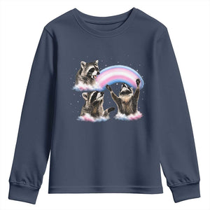 Howling Raccoon LGBTQ Pride Youth Sweatshirt Rainbow Trash Panda Support