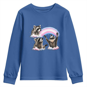 Howling Raccoon LGBTQ Pride Youth Sweatshirt Rainbow Trash Panda Support