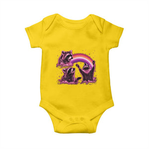 Funny Pink Raccoon Live Laugh Baby Onesie Lesbian Pride Month TS12 Daisy Print Your Wear