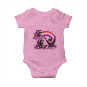 Funny Pink Raccoon Live Laugh Baby Onesie Lesbian Pride Month TS12 Light Pink Print Your Wear