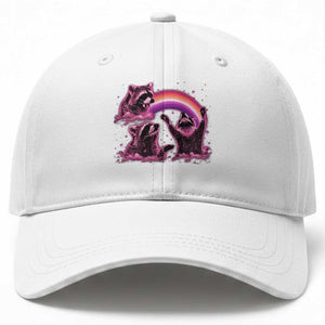 Funny Pink Raccoon Live Laugh Baseball Cap Lesbian Pride Month