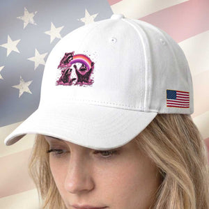 Funny Pink Raccoon Live Laugh Baseball Cap Lesbian Pride Month
