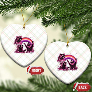 Funny Pink Raccoon Live Laugh Ceramic Ornament Lesbian Pride Month