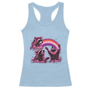 Funny Pink Raccoon Live Laugh Racerback Tank Top Lesbian Pride Month