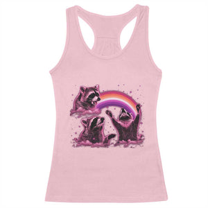 Funny Pink Raccoon Live Laugh Racerback Tank Top Lesbian Pride Month