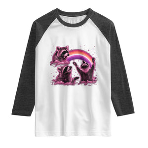 Funny Pink Raccoon Live Laugh Raglan Shirt Lesbian Pride Month TS12 White Heather Charcoal Print Your Wear