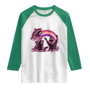 Funny Pink Raccoon Live Laugh Raglan Shirt Lesbian Pride Month TS12 White Kelly Green Print Your Wear