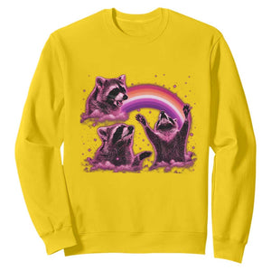 Funny Pink Raccoon Live Laugh Sweatshirt Lesbian Pride Month