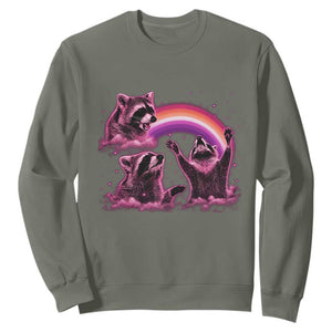Funny Pink Raccoon Live Laugh Sweatshirt Lesbian Pride Month