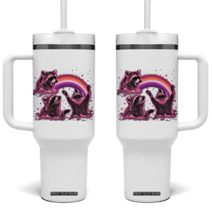 Funny Pink Raccoon Live Laugh Tumbler With Handle Lesbian Pride Month TS12 One Size: 40 oz White Print Your Wear