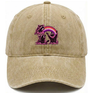 Funny Pink Raccoon Live Laugh Washed Cotton Baseball Cap Lesbian Pride Month TS12 Print Your Wear