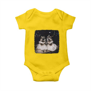 Funny Lesbian Raccoon Engagement Baby Onesie LGBTQ Pride Gift