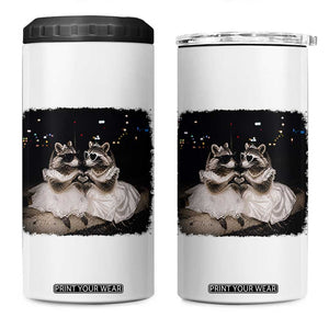 Funny Lesbian Raccoon Engagement 4 in 1 Can Cooler Tumbler LGBTQ Pride Gift