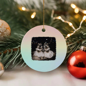 Funny Lesbian Raccoon Engagement Ceramic Ornament LGBTQ Pride Gift