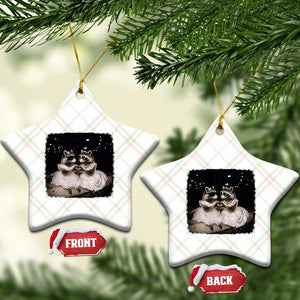 Funny Lesbian Raccoon Engagement Ceramic Ornament LGBTQ Pride Gift