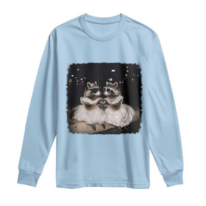 Funny Lesbian Raccoon Engagement Long Sleeve Shirt LGBTQ Pride Gift TS12 Light Blue Print Your Wear