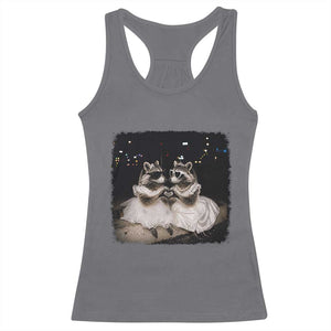 Funny Lesbian Raccoon Engagement Racerback Tank Top LGBTQ Pride Gift TS12 Charcoal Print Your Wear