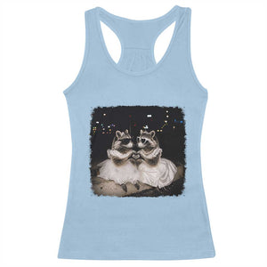 Funny Lesbian Raccoon Engagement Racerback Tank Top LGBTQ Pride Gift TS12 Light Blue Print Your Wear