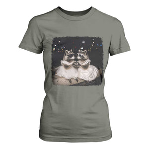 Funny Lesbian Raccoon Engagement T Shirt For Women LGBTQ Pride Gift