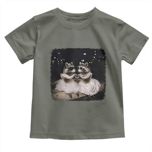 Funny Lesbian Raccoon Engagement Toddler T Shirt LGBTQ Pride Gift TS12 Military Green Print Your Wear