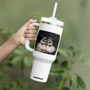 Funny Lesbian Raccoon Engagement Tumbler With Handle LGBTQ Pride Gift