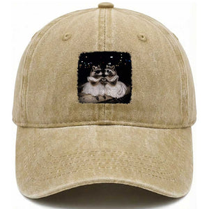 Funny Lesbian Raccoon Engagement Washed Cotton Baseball Cap LGBTQ Pride Gift TS12 Print Your Wear